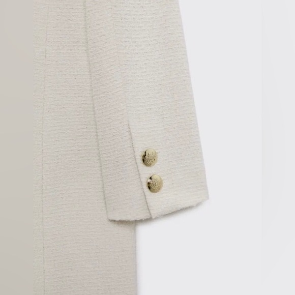 ZARA ECRU STRUCTURED COAT WITH GOLDEN BUTTONS - Picture 8 of 15